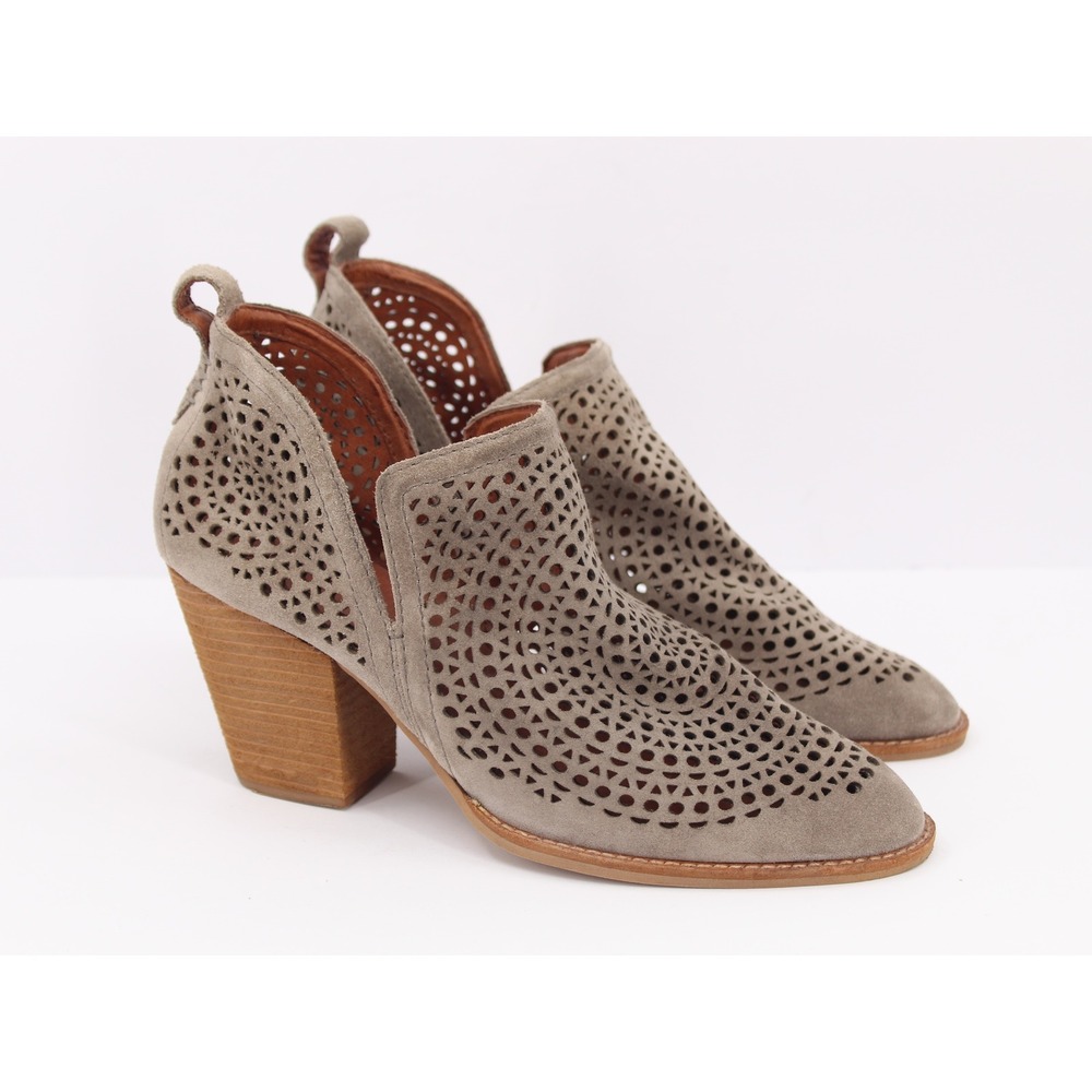 Jeffrey Campbell Rosalee Booties size 11 Perforated Laser Cut Taupe Gray